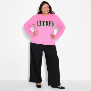 Wicked - Women's Wicked Graphic Sweater - Pink 1X Pink